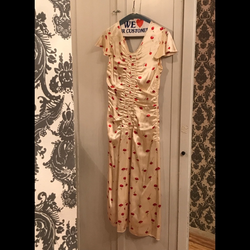 Moda International Vintage Silk Ivory/Floral Dress - Picture 15 of 16